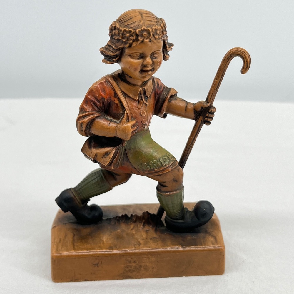 Vintage West Germany Traveler Boy Resin Figurine Tyrolean Hiker